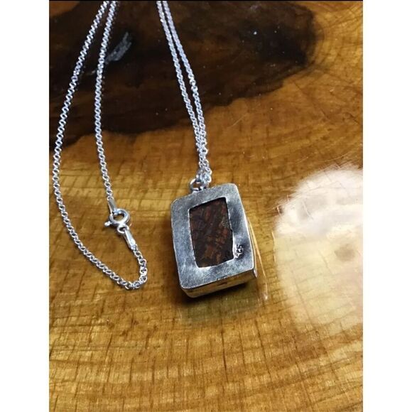 Tiger Iron Jasper and Sterling Silver Pendant Necklace, NEW, Handmade, 18” - Picture 4 of 4